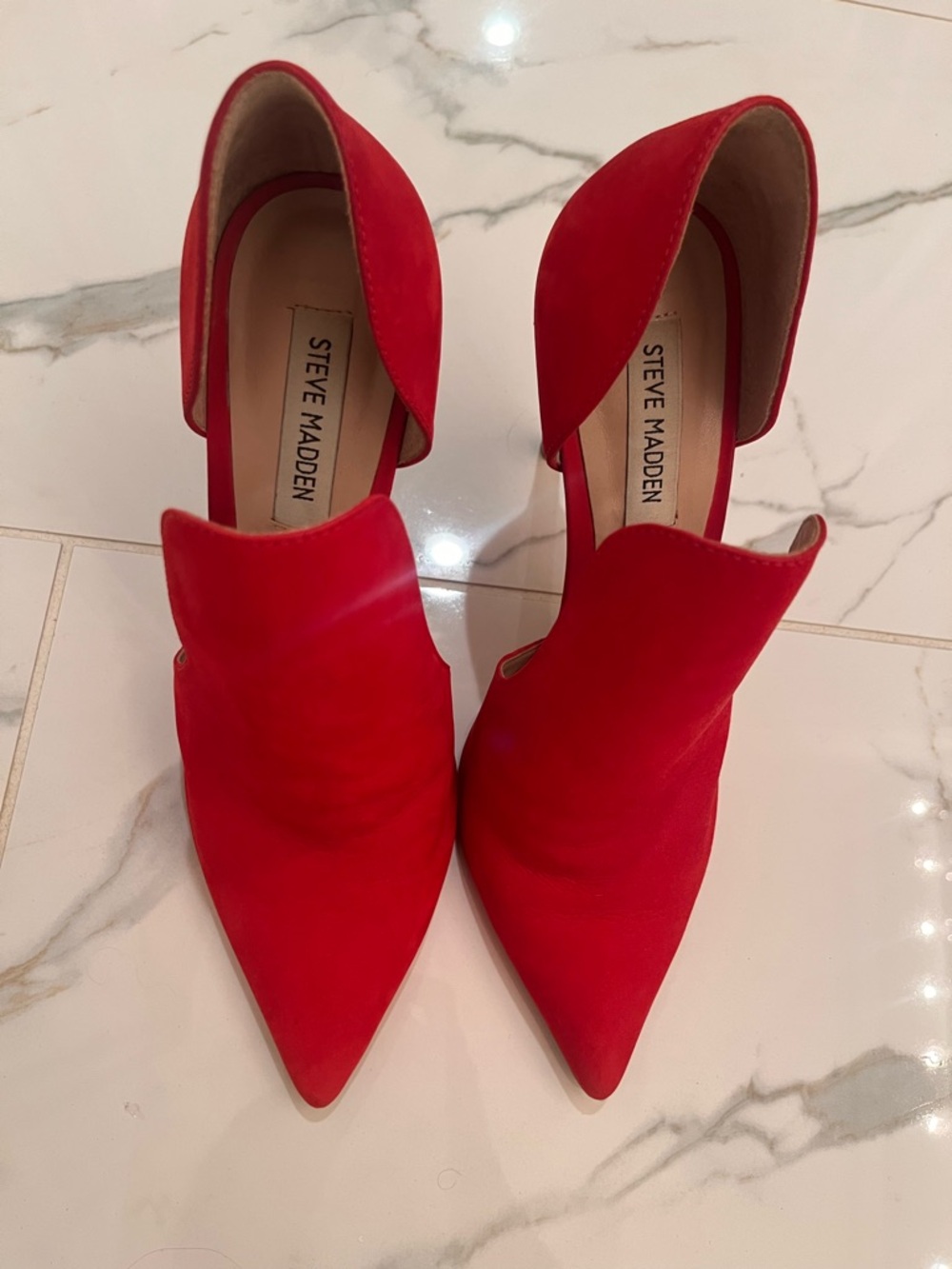 Steve Madden Red Pointed D'Orsay Suede Pumps